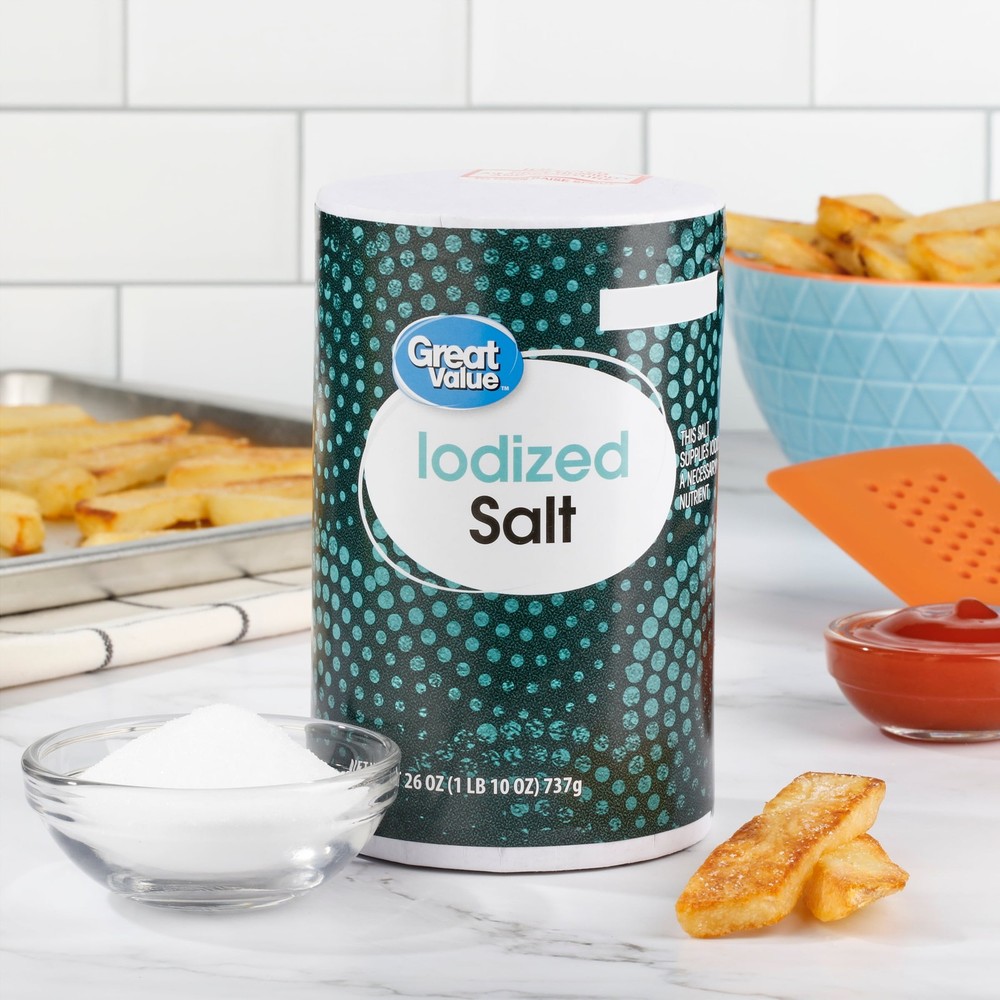 Great Value 12-Pack Iodized Salt - 26 oz Each, Essential for Kitchen & Meal Prep