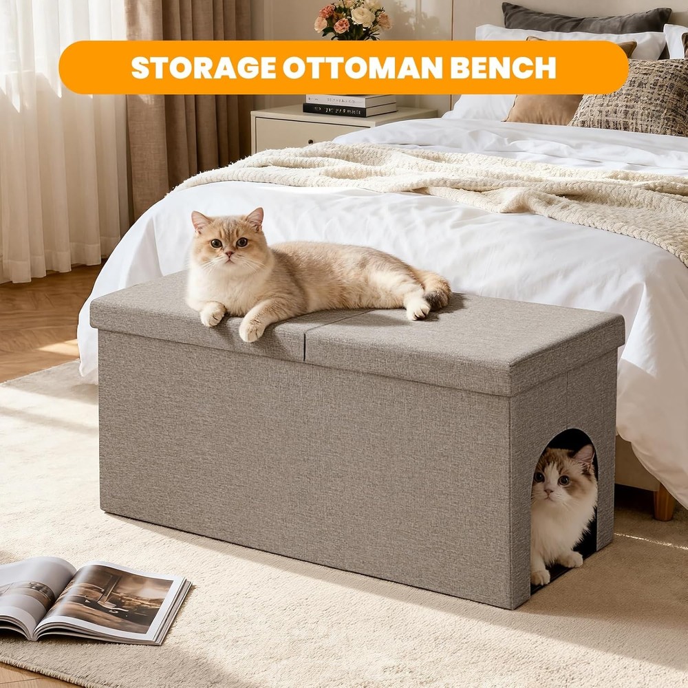 3-in-1 Cat Litter Box Enclosure W/ Odor Control Multi-Functional Hidden Litter