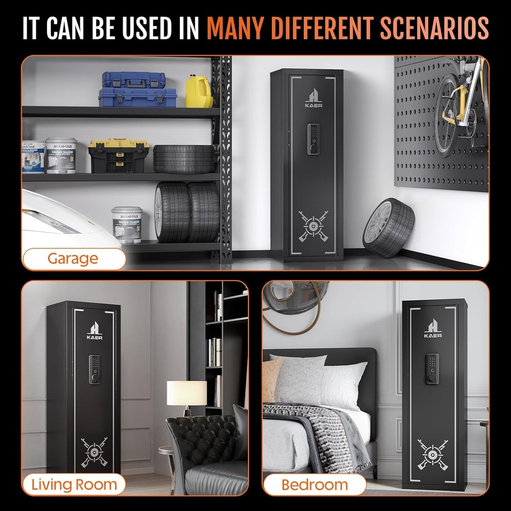 Biometric Gun Safe for Rifles and Pistols - Adjustable Multi-Function Cabinet