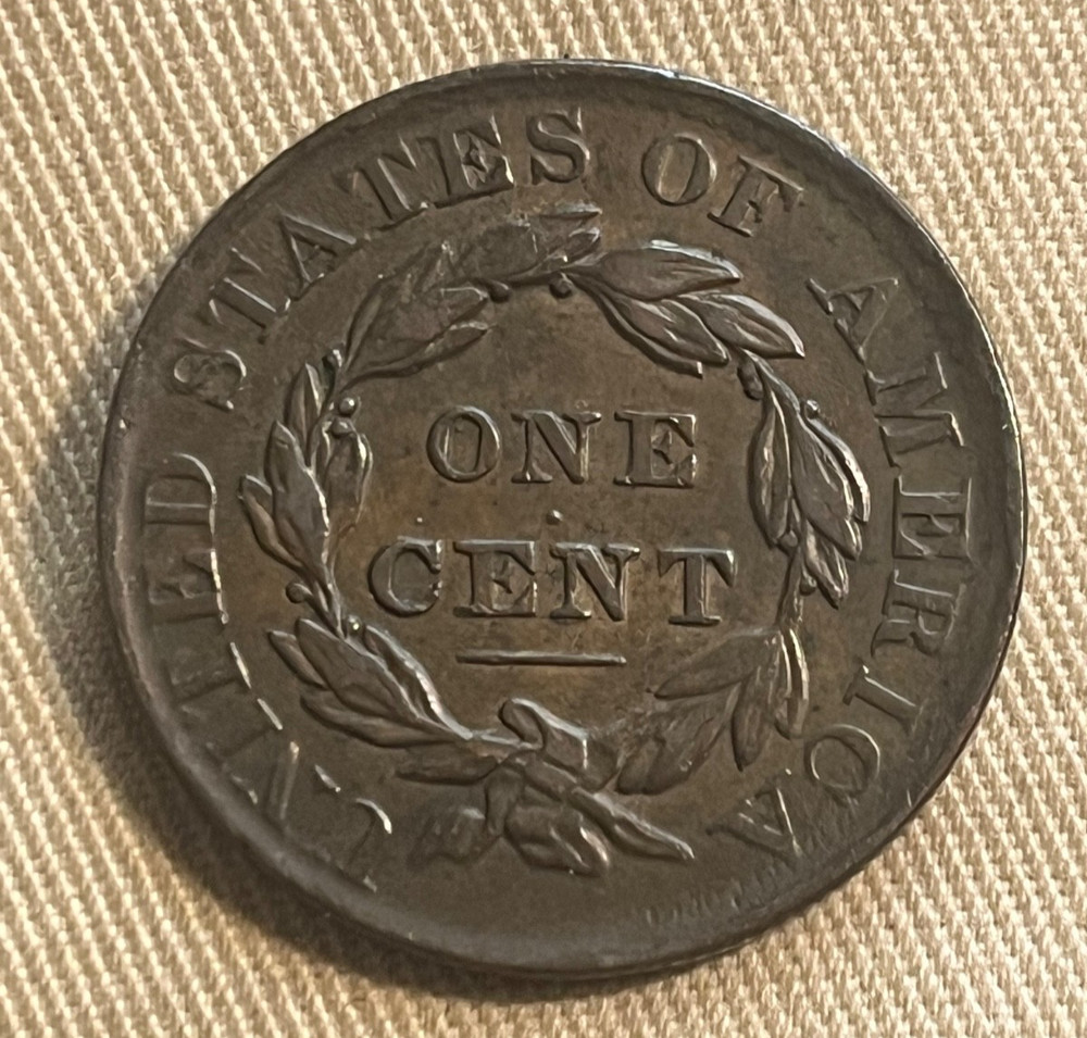 1830 Coronet head cent , Large letters, better date, EF / AU