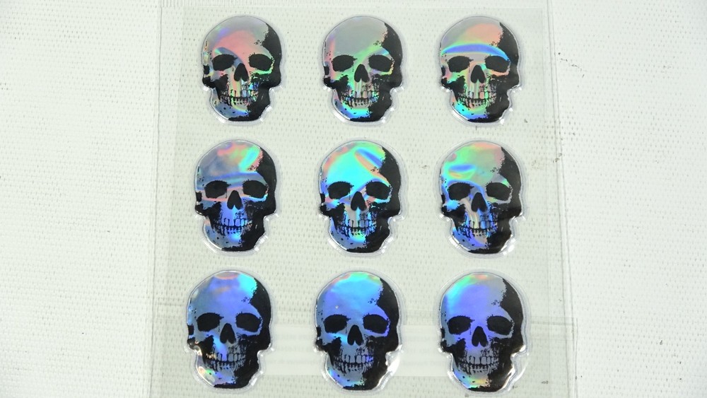 2 Sheets Halloween Silver Puffy Skeleton 18 Stickers