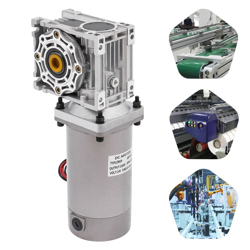 24V DC Motor 300W DC Worm Gear Motor with self-Locking Speed Adjustable DC Motor