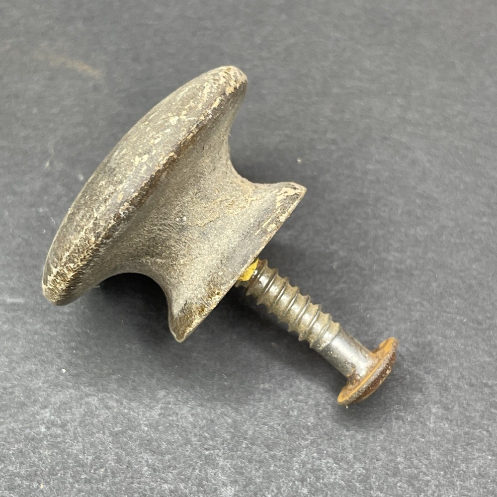 Antique c1860s Solid Wood Cabinet Pull Drawer Knob 1.5" Diameter Handle L