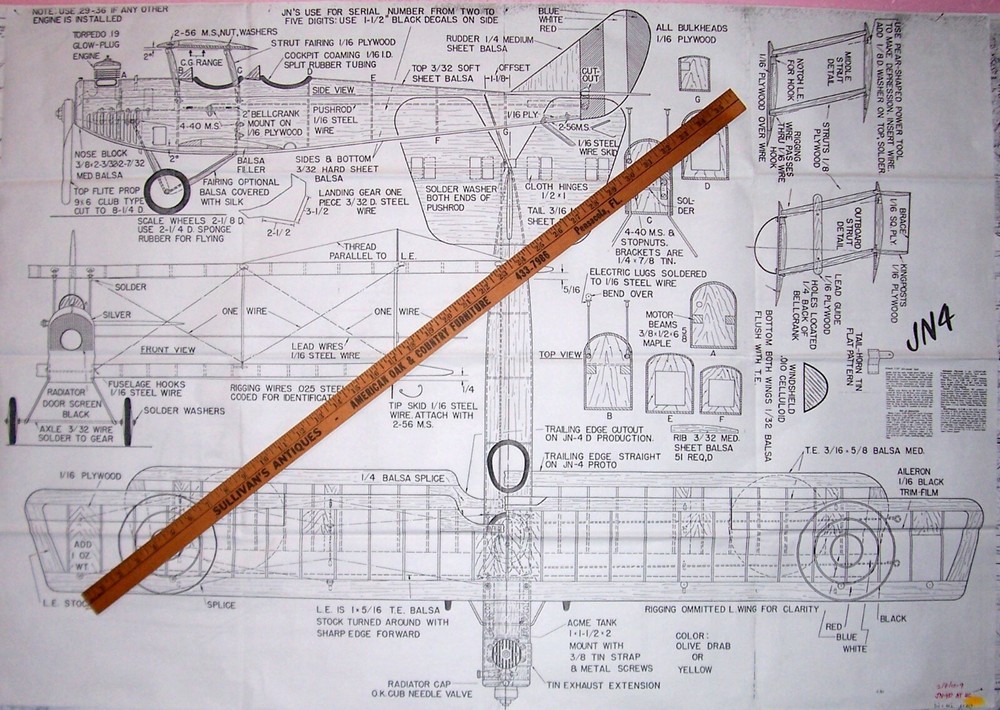 Air Trails JN-4D "Jenny" PLAN + CONSTRUCTION ARTICLE for 42" UC Model Airplane