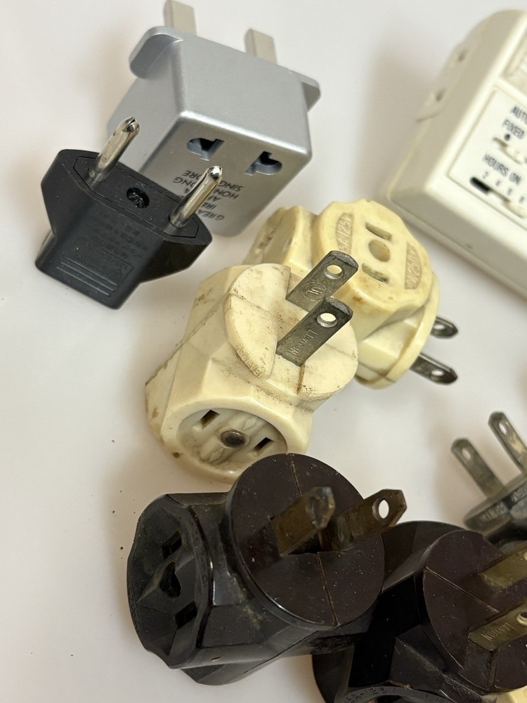 Vintage Electrical Plug Adapter Lot 13pc Bundle ESTATE FIND UNTESTED