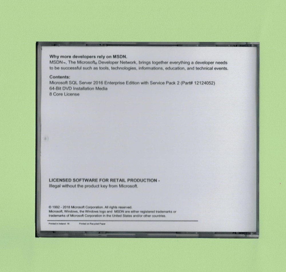 SQL Server 2016 Enterprise Unlimited CALs New Authentic Retail Microsoft License