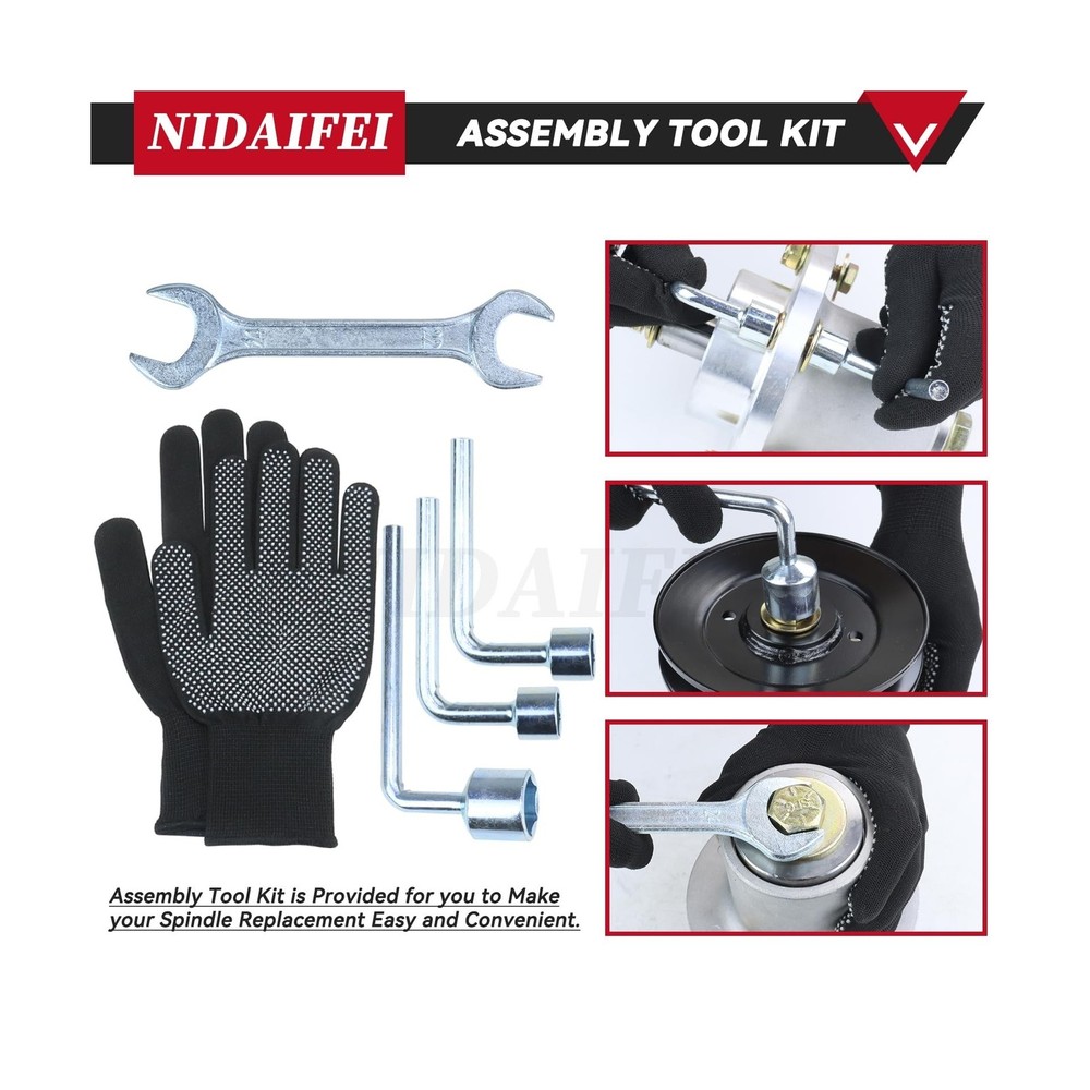 3 Pack Greased 037-2000-00 - Spindle Assembly with 033-4820-00 Pulley Replace...