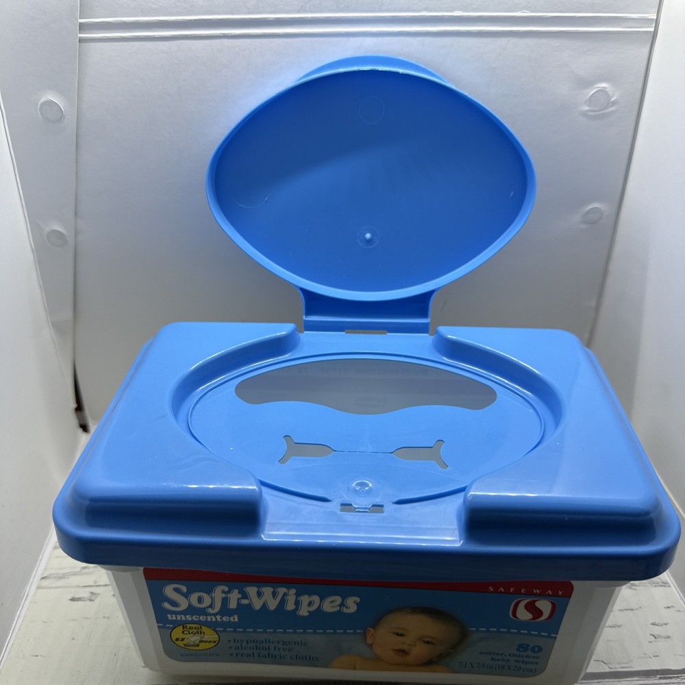 EMPTY Safeway Soft-Wipes Box Plastic Hinged