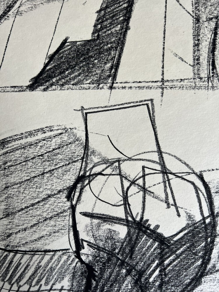 Peter Thursby Original 1969 Charcoal Drawing Study For Sculpture Signed Dated