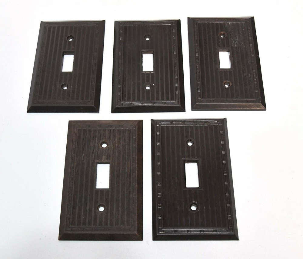 5 VINTAGE PLASTIC BAKELITE SWITCH PLATE COVERS