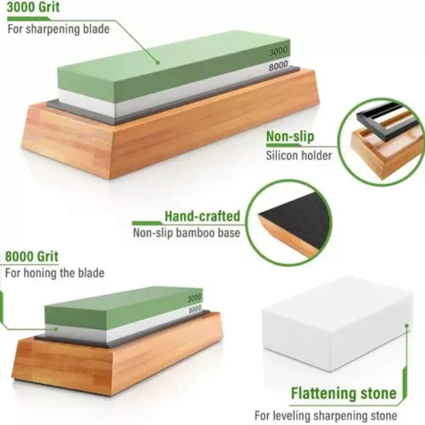 3000/8000 Grit Whetstone Combo: Knife Sharpening Stone