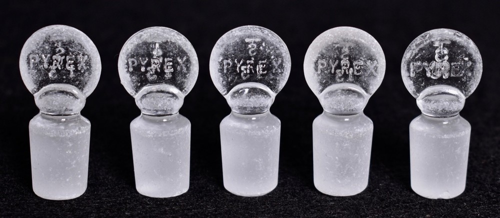 5 Count Pyrex # 13 Penny Head Glass Stoppers