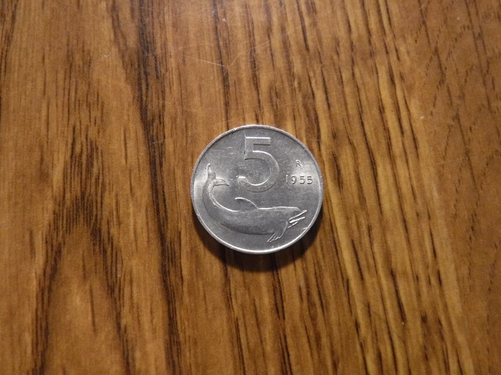 ITALY 5 LIRA 1955 COIN (1122)