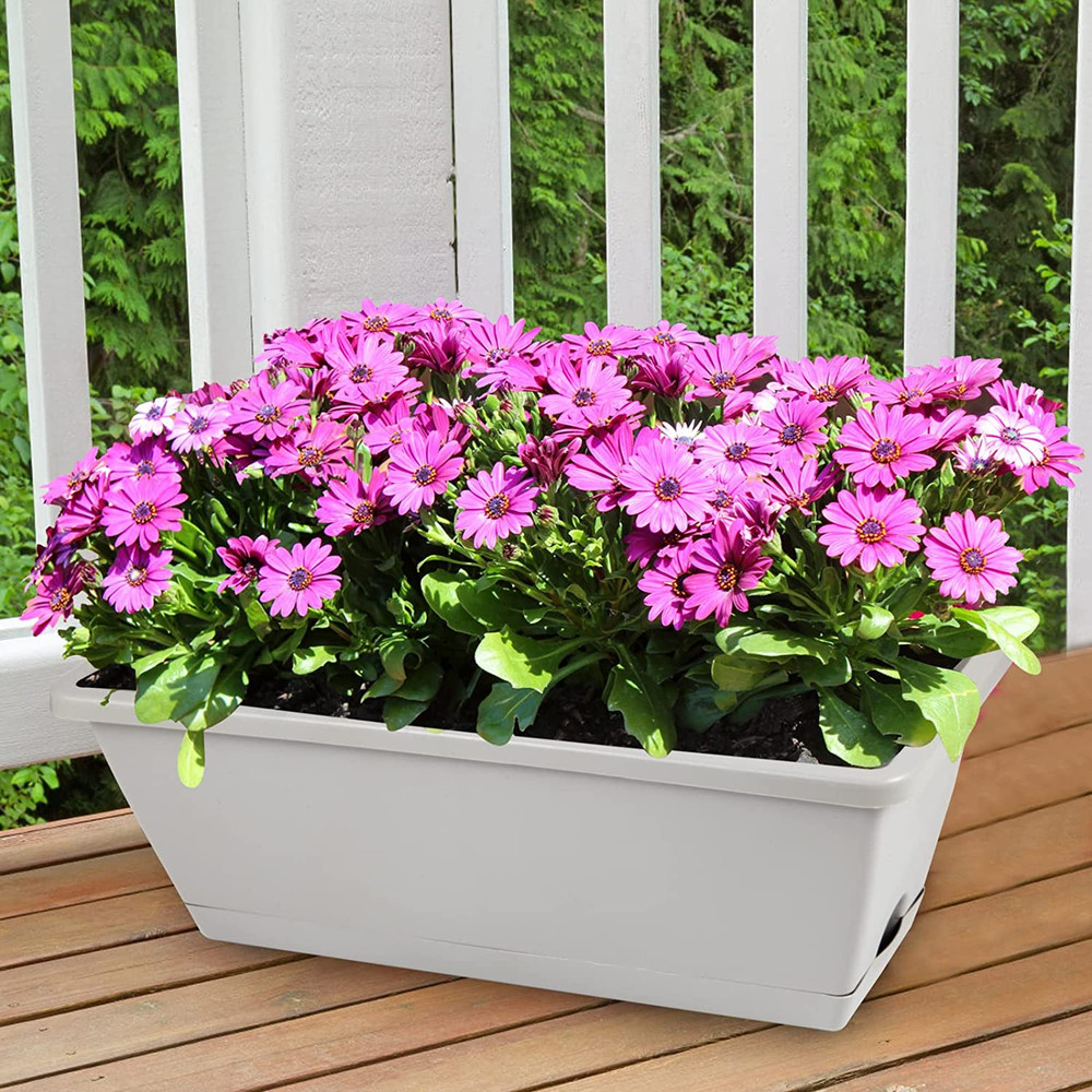 8Pcs Window Box Planter, 17 Inches Flower Window Boxes, Rectangle Planters Box w
