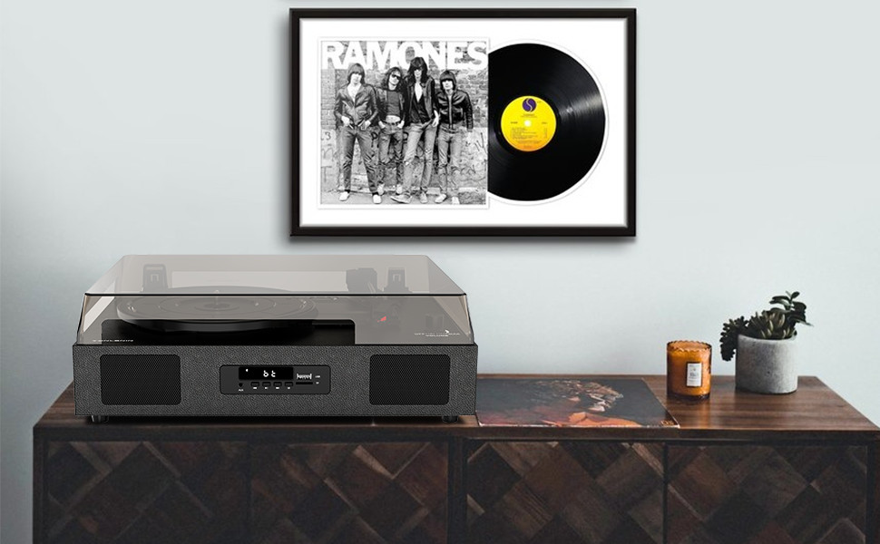 Bluetooth Record Player - 3 Speed Turntable with Built-In Speaker USB Recording