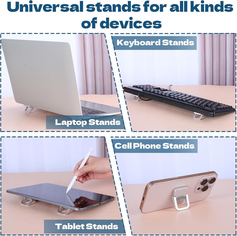 2PCS Foldable Mini Laptop & Keyboard Stand, Portable Desk Riser, Silver