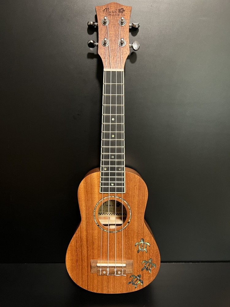 Maui Ukulele Co. Solid Mahogany Soprano with Turtles Inlay