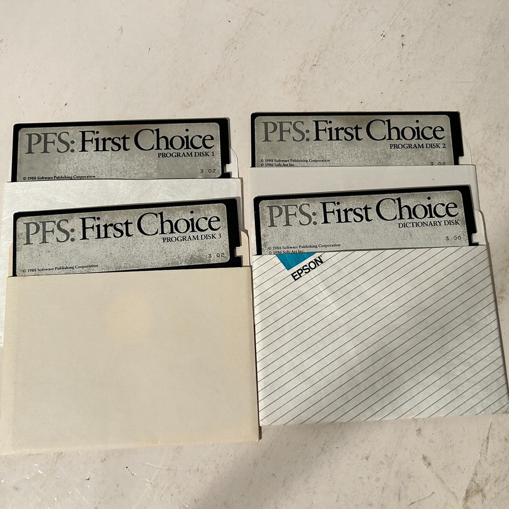PFS First Choice Program ©1988 Vintage Computer Software 5.25 Floppy Disks *B2G1