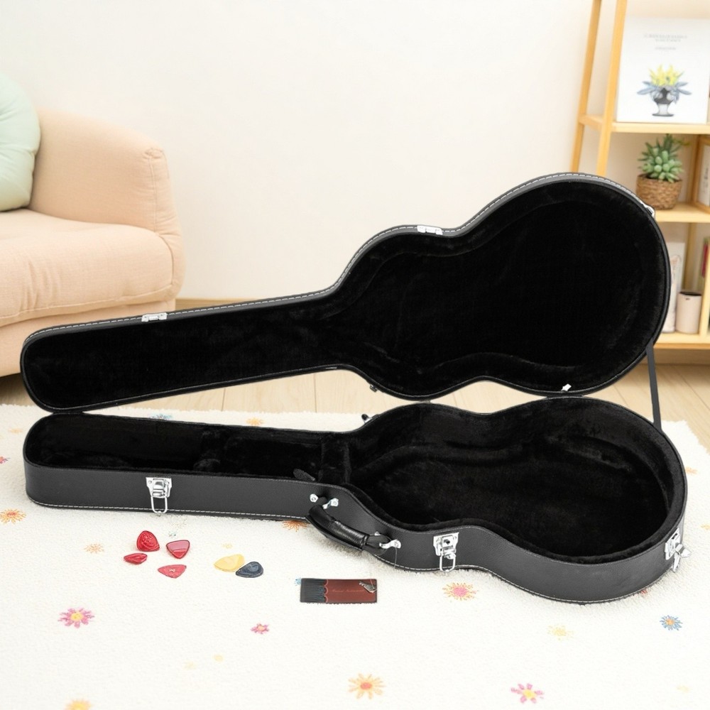 ES-335 Style Jazz Electric Guitar Hardshell Case - Lockable, Padded, Black