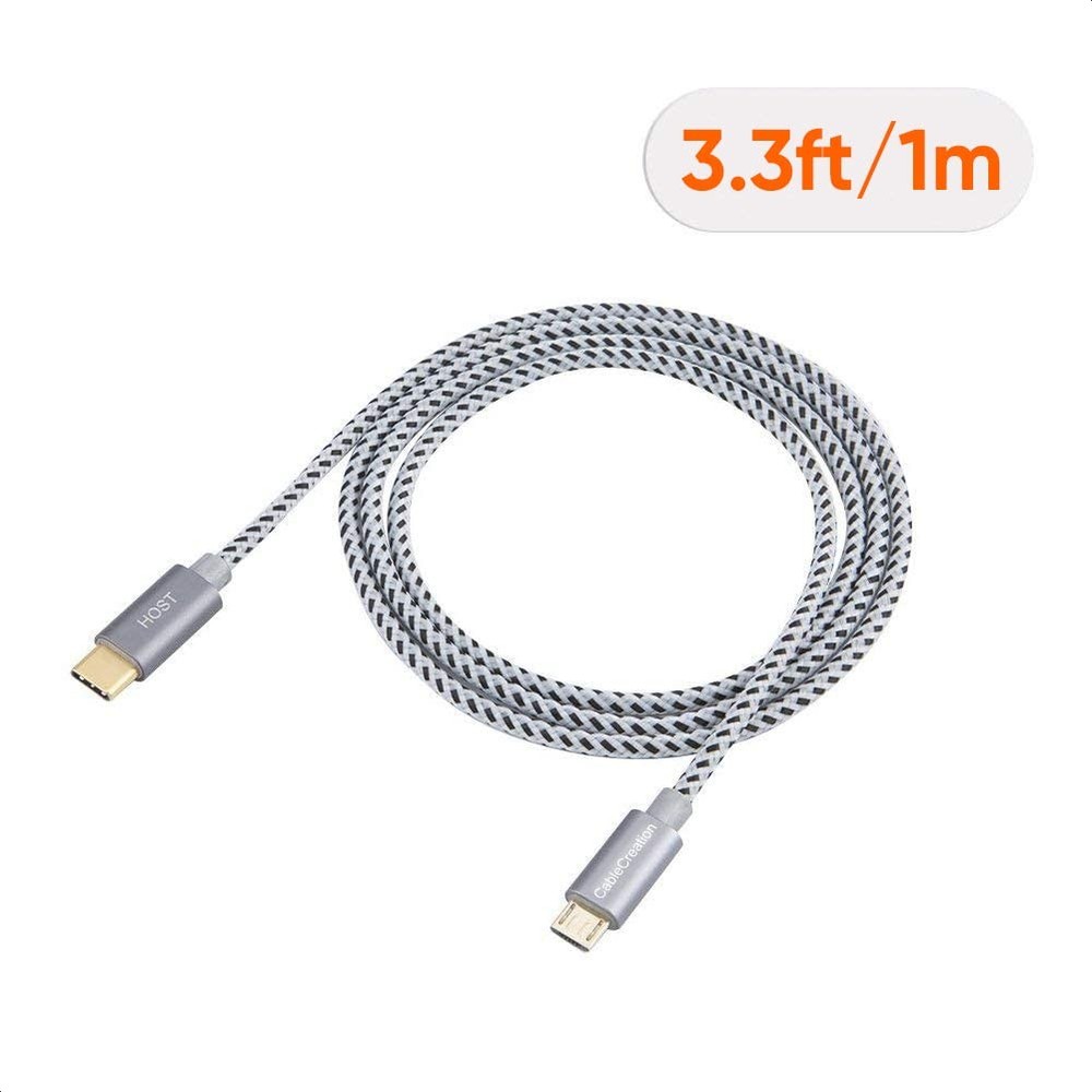 CableCreation USB C to Micro Cable 3.3FT, Braided USBC Grey