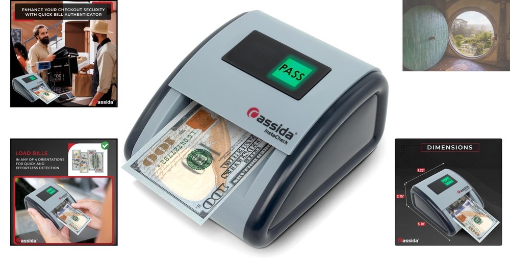 Professional Grade Automatic Counterfeit Detector - Compact Design 11.75" x 9.5"