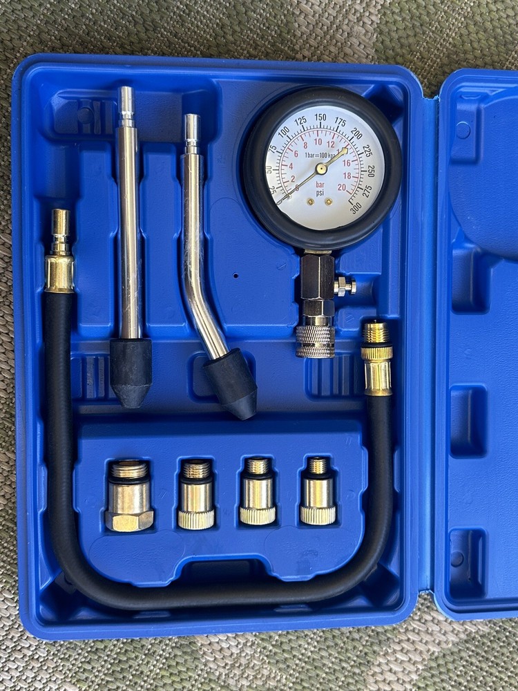 11 Pcs Cylinder Compression Tester Gas Engine Gauge Kit Tool Auto Car Motorcycle