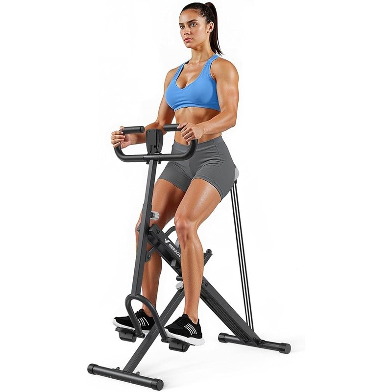 Squat Rowing Machine Foldable LCD Adjustable Resistance Hydraulic Workout US