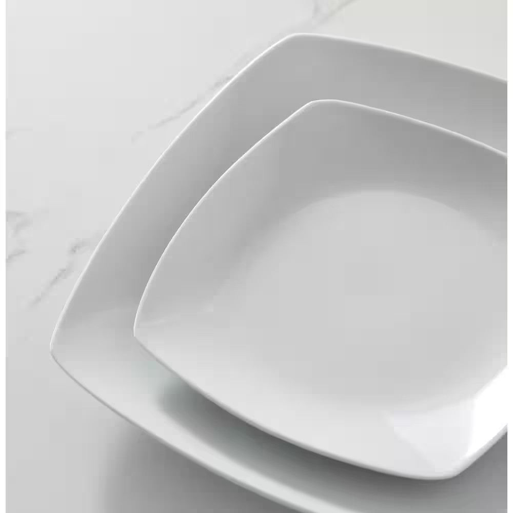 18-Piece Gray White Porcelain Dinnerware Set Service for 6 Plates Set Tableware