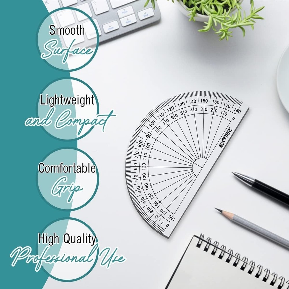 Lightweight Plastic Protractor Set, Perfect for Math and Drafting Projects