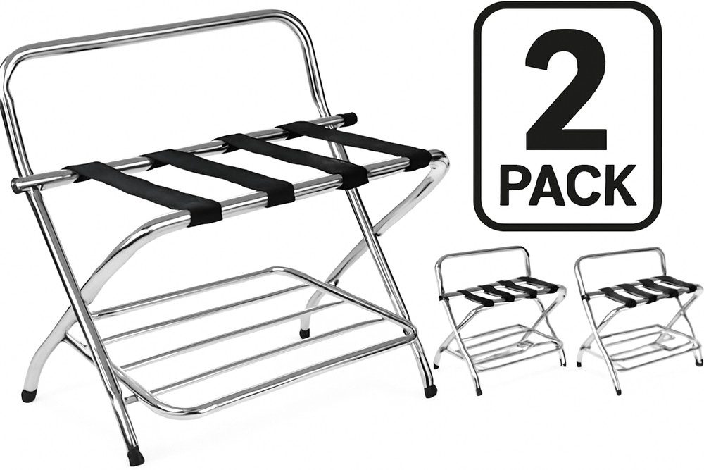 USTECH - Luggage Rack-Double Tier with High Back