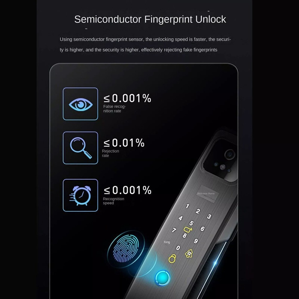 Smart Door Lock,3D Face Recognition Camera FingerPrint Password Security Lockg