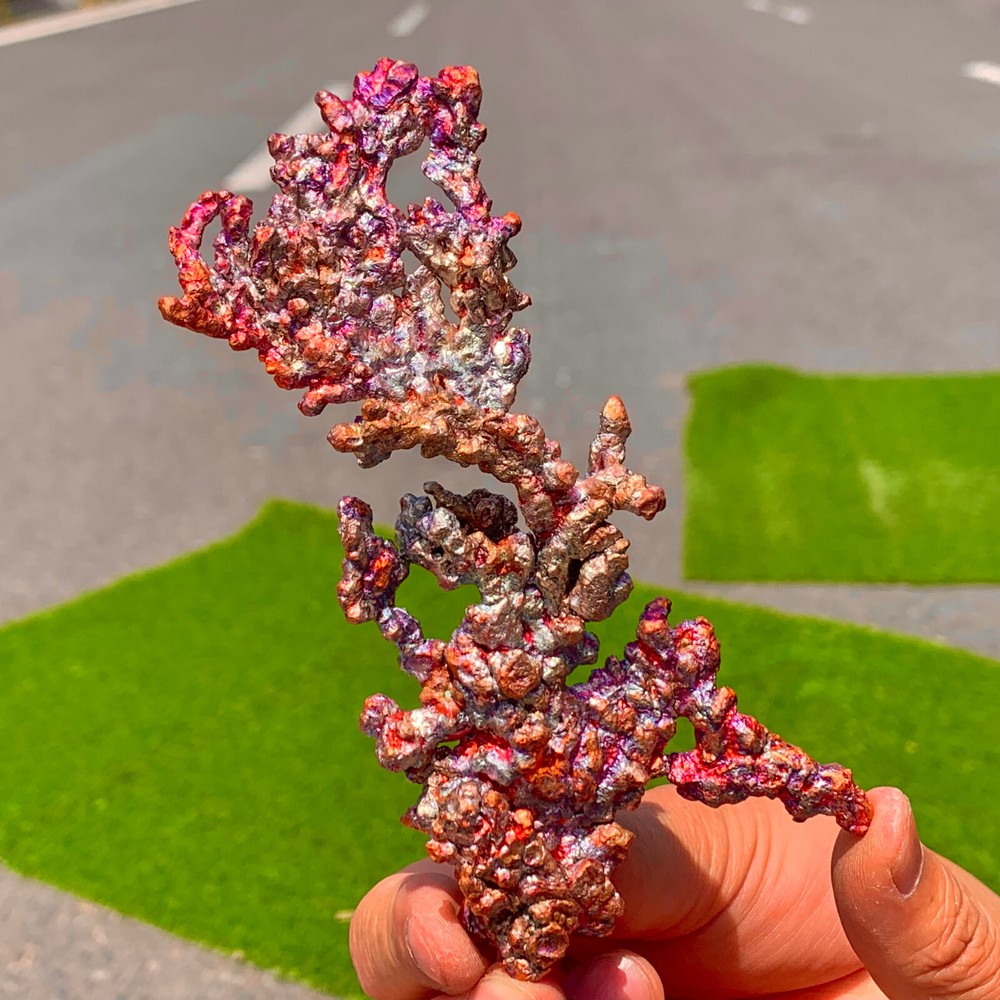 487G Rare!! iridescent Native Copper crystal mineral specimen