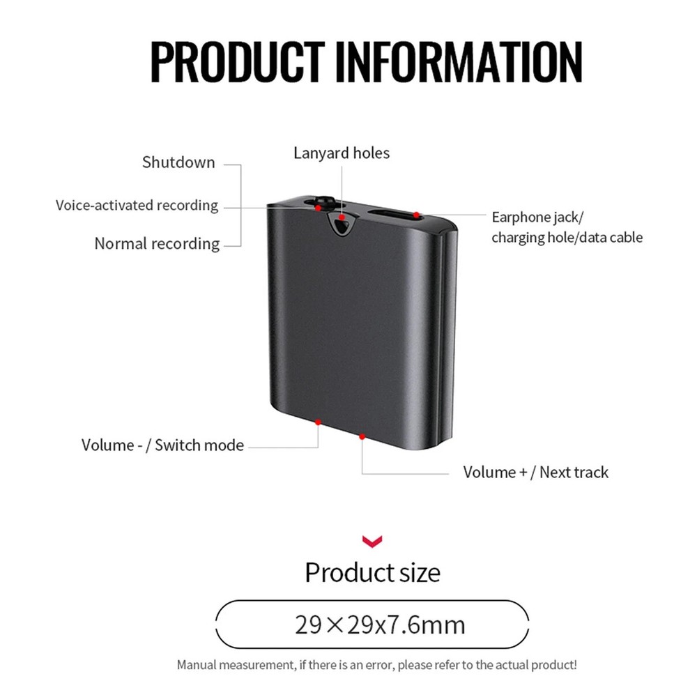 Hidden Voice Activated Recorder Micro Digital Audio Dictaphone Recording Device