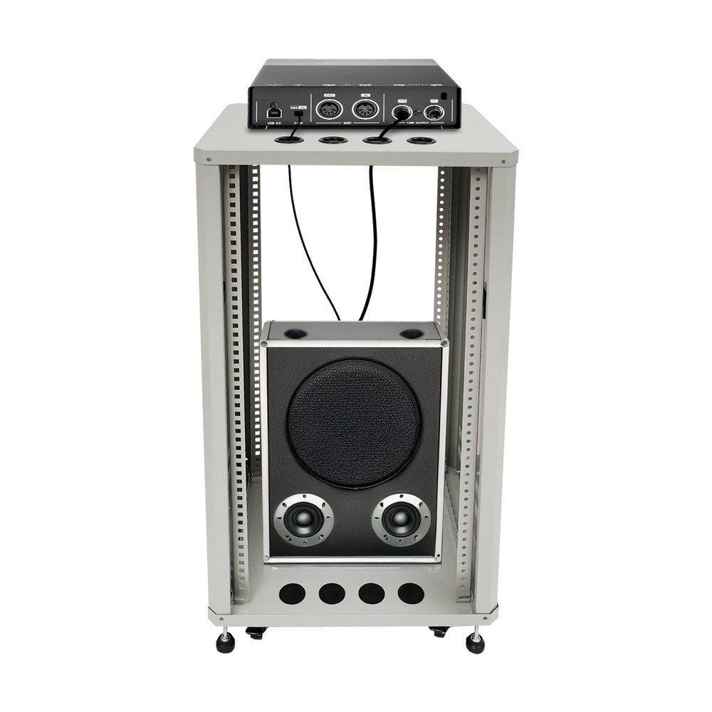 22U Stereo & Server Rack with Wheels Rolling DJ Mixer Stand Open Frame Rack