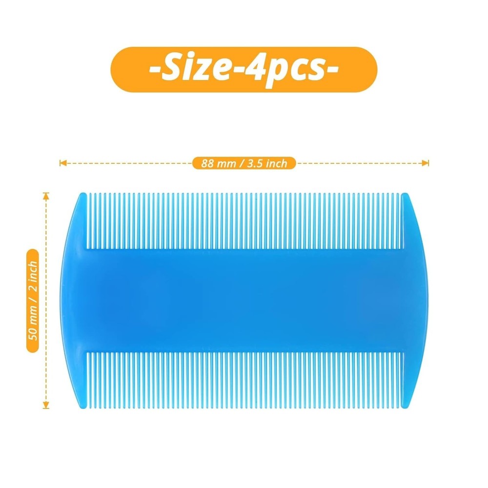 4-Pack Gentle Fine Tooth Combs for Dogs and Cats - Multi-Functional Grooming