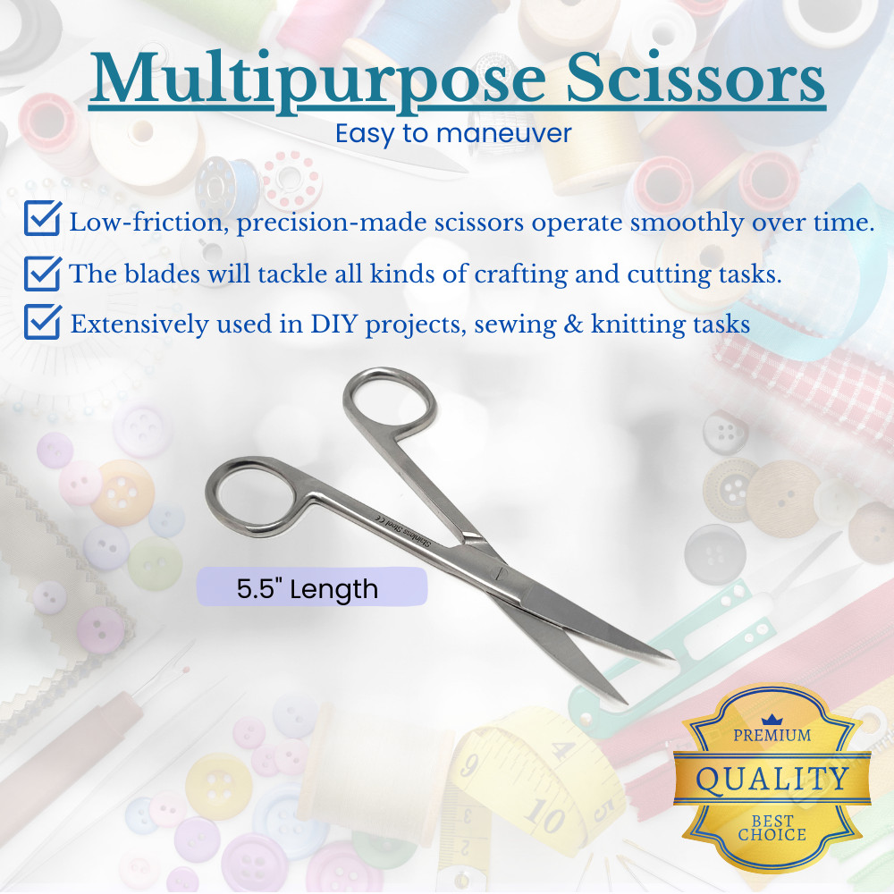 Craft Art Sewing DIY Scissors  5.5" Curved Tips Sharp/Sharp All Purpose Shears