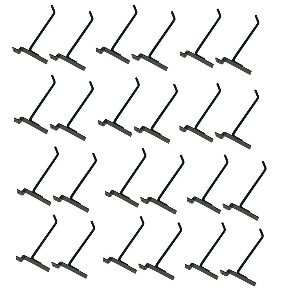 6" Slatwall Hook Panel Display Hooks, 1/4" Thickness Metal, Black - PACK 12