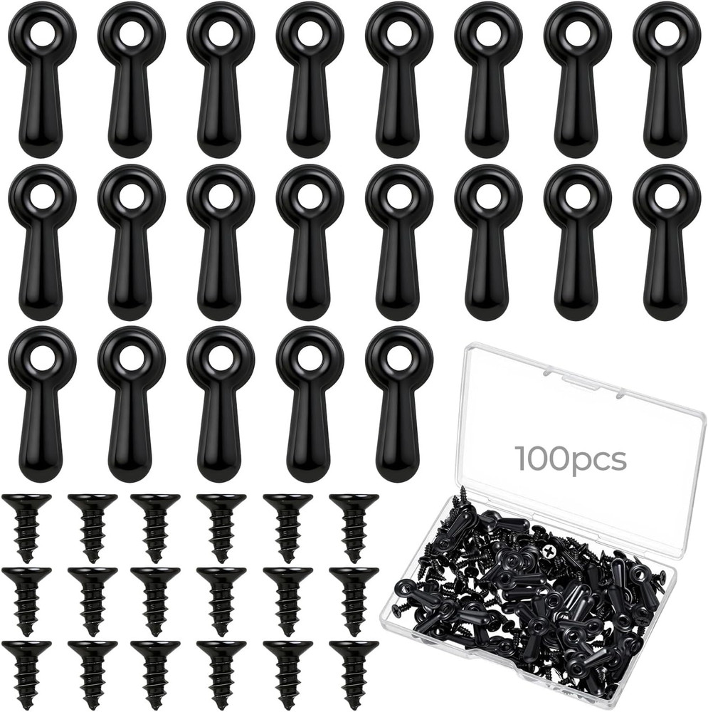 100PCS Black Picture Frame Backing Clips with Screws for Easy Mounting