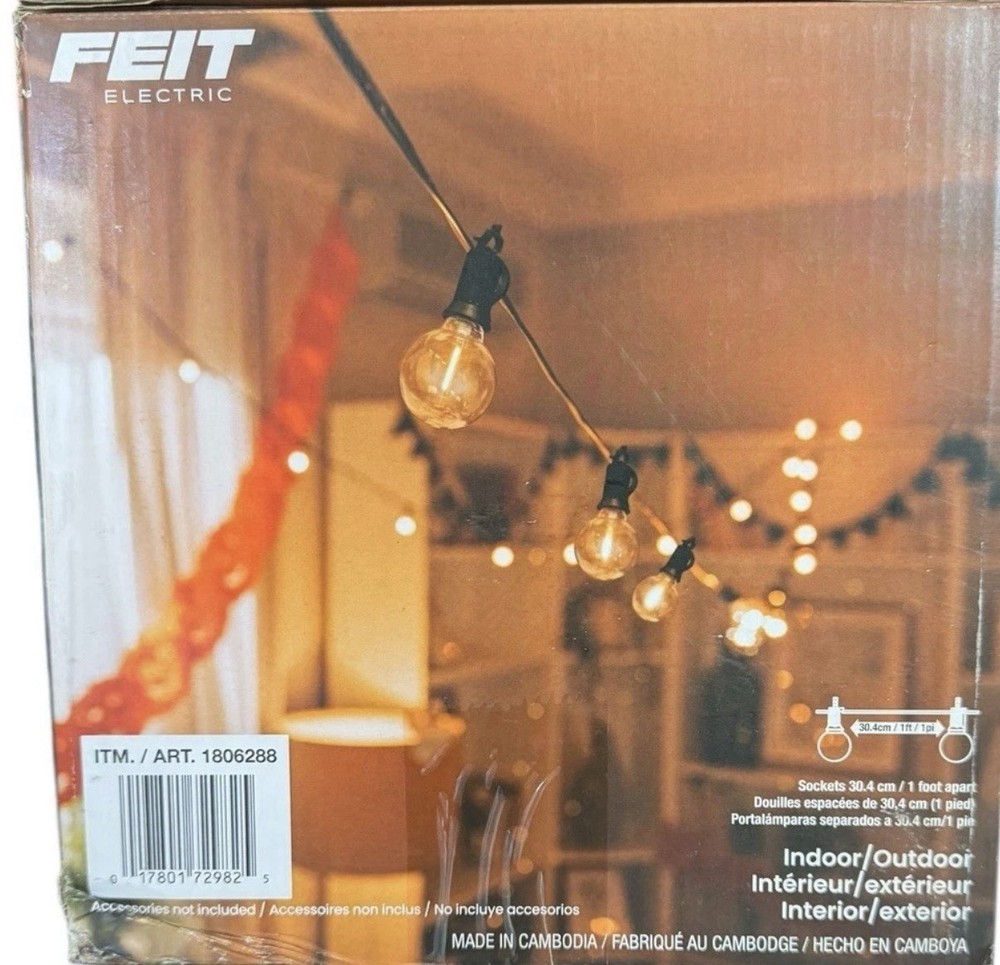 Feit Electric 50' LED Cafe String Light. New In Box!