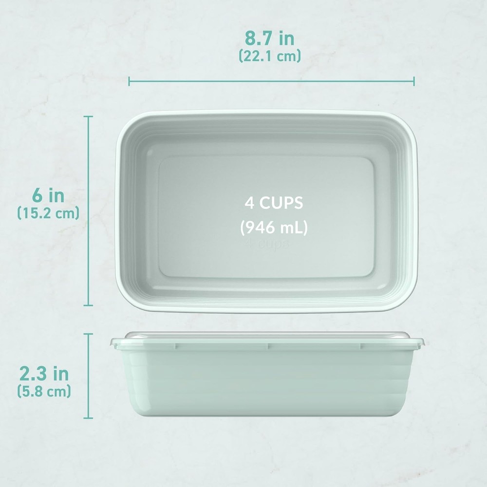 Durable Mint Meal Prep Containers - 20-Piece BPA-Free Set, Stackable & Safe