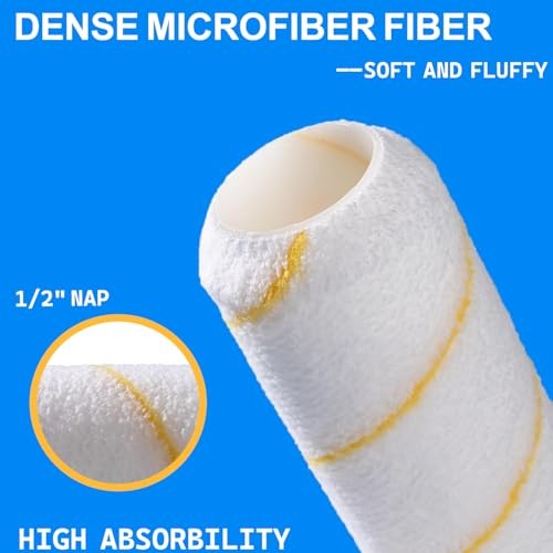 King Origin 9 Inch Microfiber Paint Roller Covers 1/2" 9", 5 PCS, Microfiber