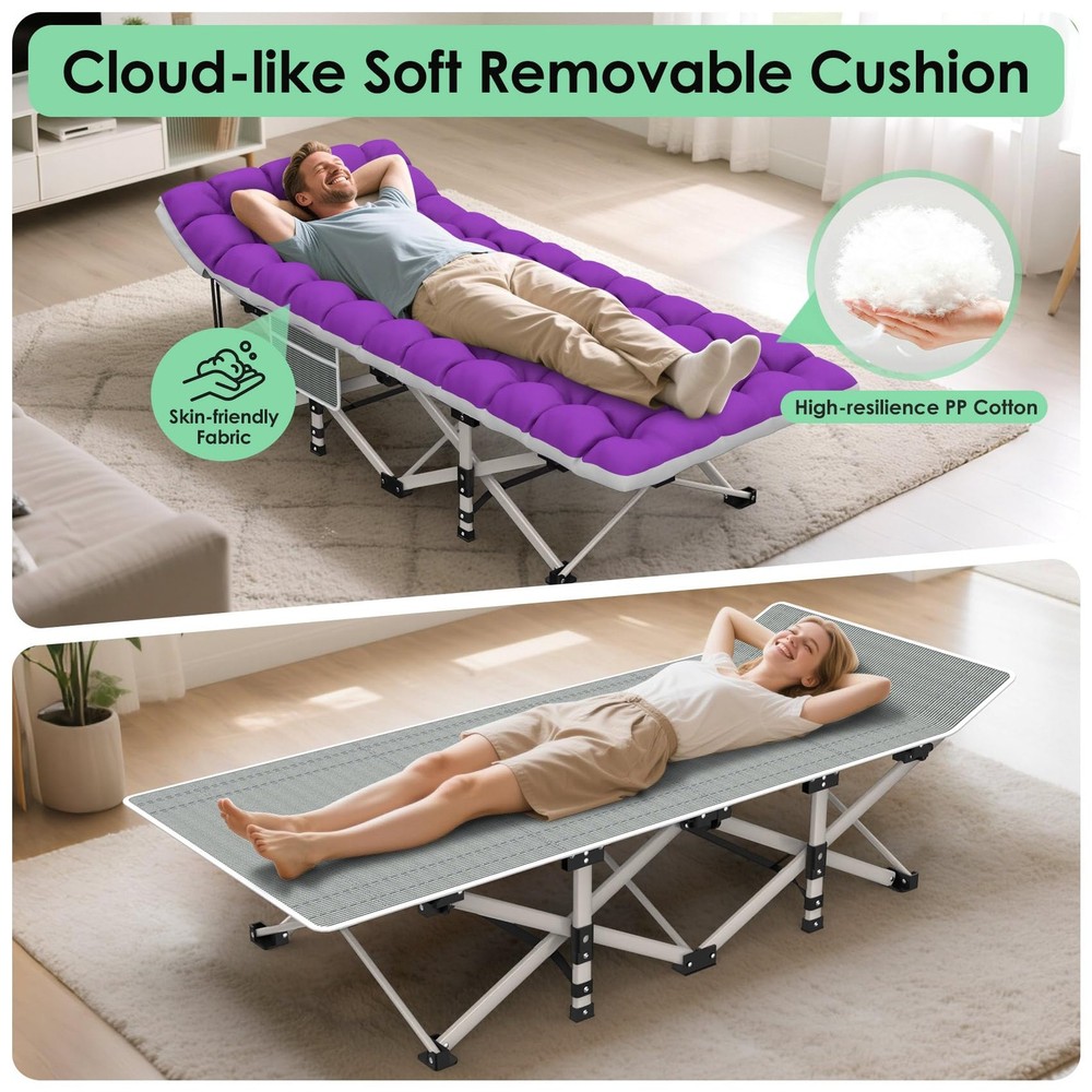 Camping Cot, Folding Camping Cot Bed for Adults Sleeping 1200D Double Layer O...
