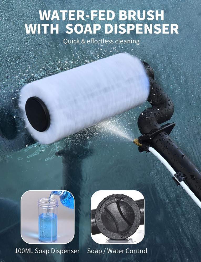 Solar Panel Cleaning Kit, 20FT Solar Panel Cleaning Brush and Pole with Soap ...