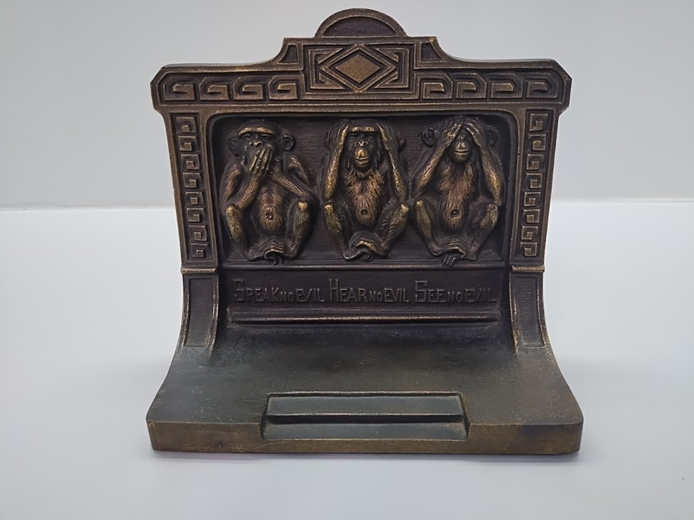 antique bradley & hubberd three monkeys bookend