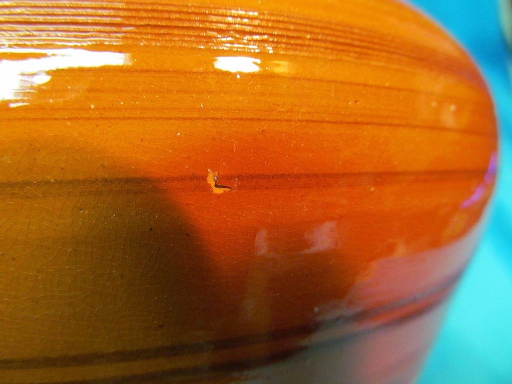 5 1/4" TALL BANDED RED BROWN STUDIO POTTERY PLANTER SIGNED