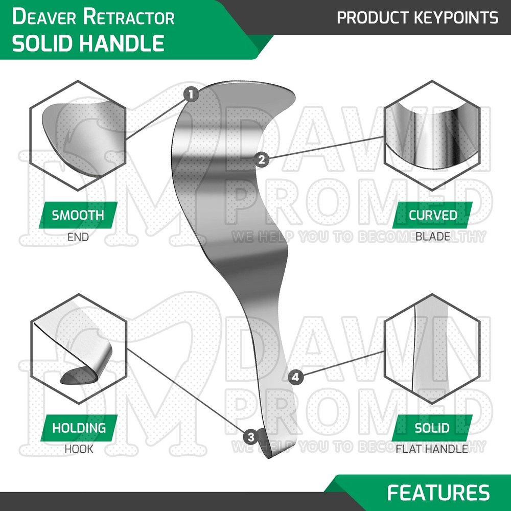 Deaver Retractor 4" X 13" Solid Handle Surgical Medical Instruments German Grade