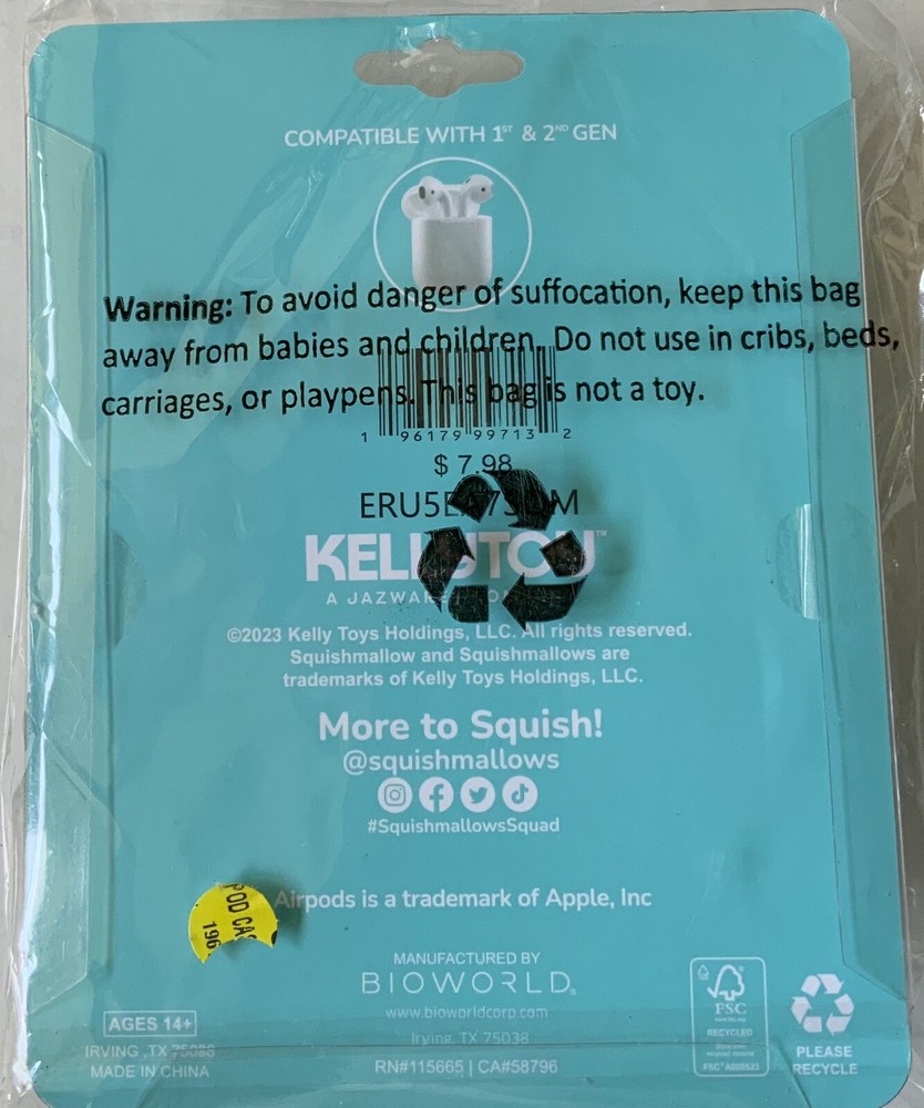 Squishmallows Protective Earbud Case Watermelon