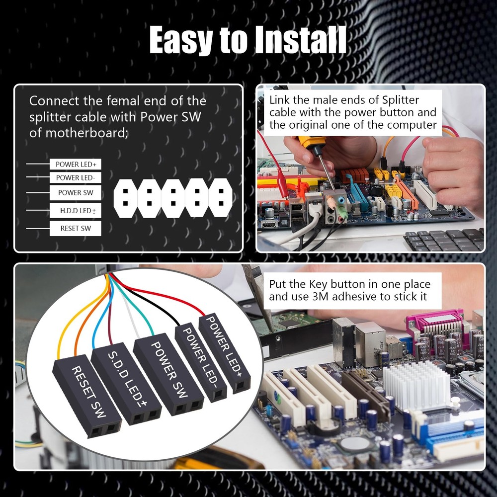 Desktop Computer Power SwitchExternal Remote Start PC Motherboard Power On Of...