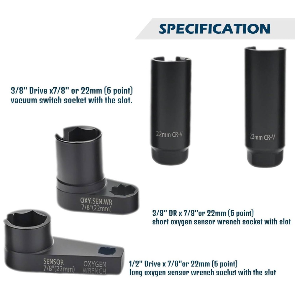 Oxygen Sensor & Oil Pressure Sending Unit Master Sensor Socket Tool Set 7Pcs