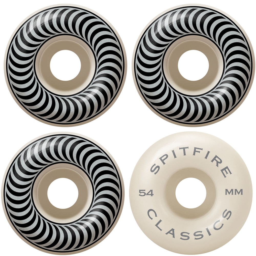 SPITFIRE Skateboard Wheels 54mm CLASSICS Silver/White With Bones Reds Bearings